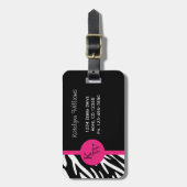 Monogram Zebra Stripe met roze Bagagelabel (Voorkant verticaal)