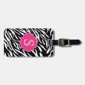 Monogram Zebra Stripe met roze Bagagelabel (Voorkant horizontaal)