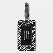 Monogram Zebra Stripe met roze Bagagelabel (Achterkant verticaal)