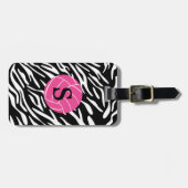 Monogram Zebra Stripe Roze VolleybalBagagelabel Bagagelabel (Voorkant horizontaal)