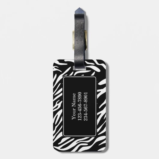 Monogram Zebra Stripe Roze VolleybalBagagelabel Bagagelabel (Achterkant verticaal)