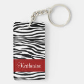Monogram Zebra Stripes met rode acrylSleutelhanger Sleutelhanger (achterkant)