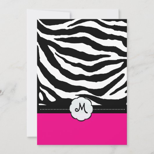 Monogram/Zebra Stripes Wedding Invitting Kaart (Voorkant)