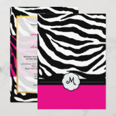 Monogram/Zebra Stripes Wedding Invitting Kaart (Voorkant / Achterkant)