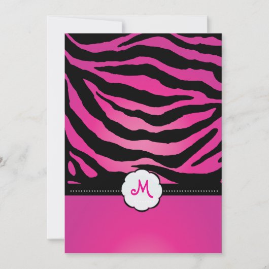 Monogram/Zebra Stripes Wedding Invitting Kaart (Voorkant)