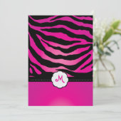 Monogram/Zebra Stripes Wedding Invitting Kaart (Staand voorkant)