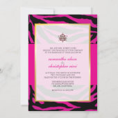 Monogram/Zebra Stripes Wedding Invitting Kaart (Achterkant)