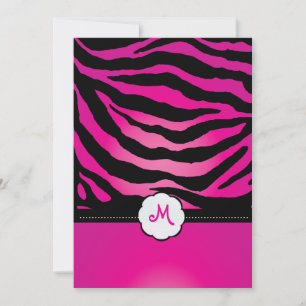 Monogram/Zebra Stripes Wedding Invitting Kaart