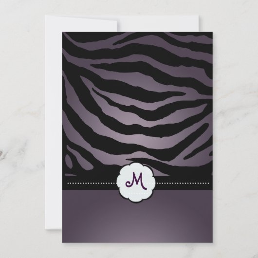 Monogram/Zebra Stripes Wedding Invitting Kaart (Voorkant)