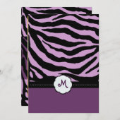 Monogram/Zebra Stripes Wedding Invitting Kaart (Voorkant / Achterkant)