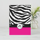 Monogram/Zebra Stripes Wedding Invitting Kaart (Staand voorkant)