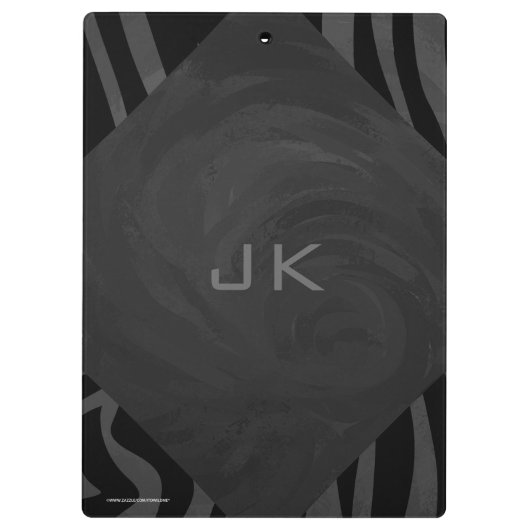 Monogram Zebra zwart en grijs Klembord (Achterkant)