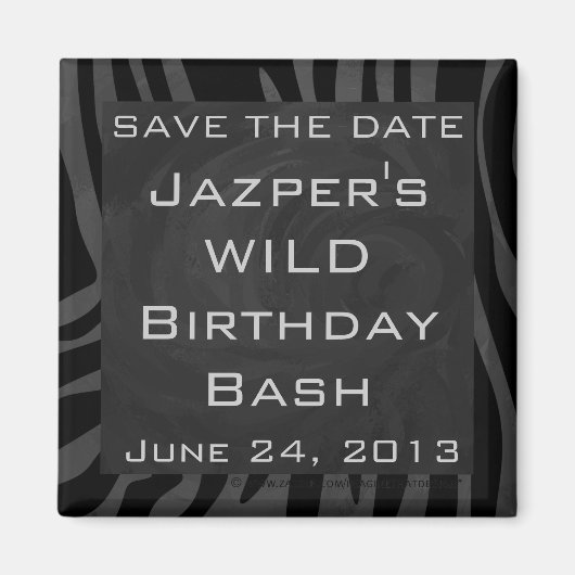 Monogram Zebra zwart en grijs Magneet (Voorkant)