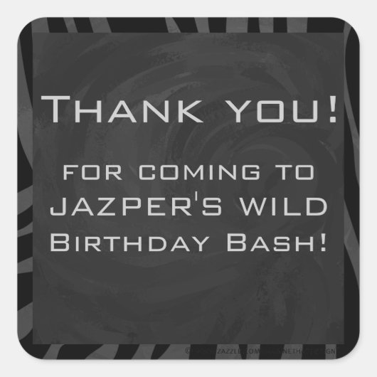 Monogram Zebra zwart en grijs Vierkante Sticker (Voorkant)