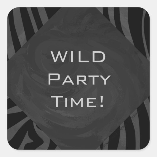 Monogram Zebra zwart en grijs Vierkante Sticker (Voorkant)
