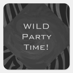 Monogram Zebra zwart en grijs Vierkante Sticker