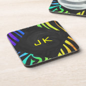 Monogram Zebra, zwart en regenboogdruk Bier Onderzetter (Linkerzijde)