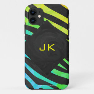 Monogram Zebra, zwart en regenboogdruk Case-Mate iPhone Case