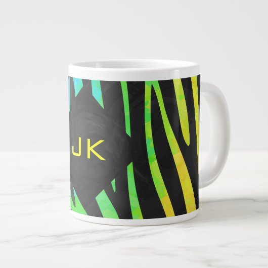 Monogram Zebra, zwart en regenboogdruk Grote Koffiekop (Voorkant rechts)