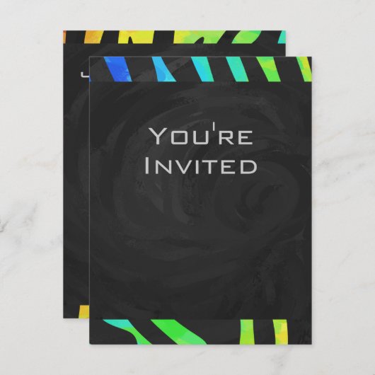 Monogram Zebra, zwart en regenboogdruk Kaart (Voorkant / Achterkant)