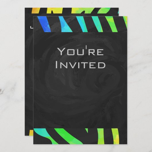 Monogram Zebra, zwart en regenboogdruk Kaart (Voorkant / Achterkant)