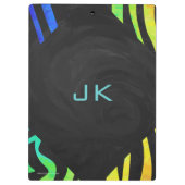 Monogram Zebra, zwart en regenboogdruk Klembord (Achterkant)