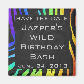 Monogram Zebra, zwart en regenboogdruk Magneet (Voorkant)