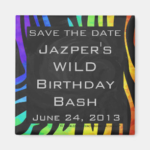 Monogram Zebra, zwart en regenboogdruk Magneet