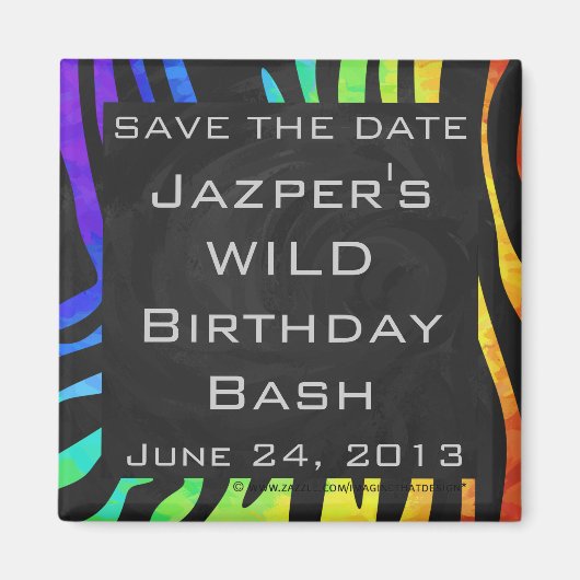 Monogram Zebra, zwart en regenboogdruk Magneet (Voorkant)