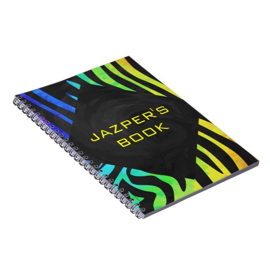 Monogram Zebra, zwart en regenboogdruk Notitieboek (Rechterzijde)