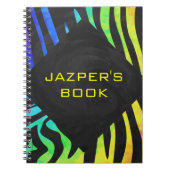 Monogram Zebra, zwart en regenboogdruk Notitieboek (Voorkant)