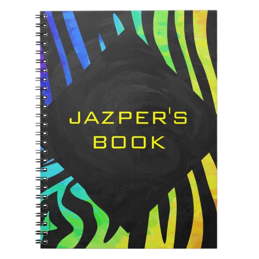 Monogram Zebra, zwart en regenboogdruk Notitieboek (Voorkant)