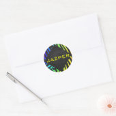 Monogram Zebra, zwart en regenboogdruk Ronde Sticker (Envelop)