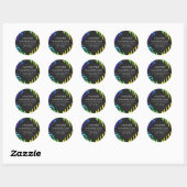 Monogram Zebra, zwart en regenboogdruk Ronde Sticker (Vel)