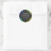 Monogram Zebra, zwart en regenboogdruk Ronde Sticker (Tas)