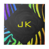 Monogram Zebra, zwart en regenboogdruk Tegeltje (Voorkant)