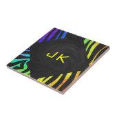 Monogram Zebra, zwart en regenboogdruk Tegeltje (Zijkant)