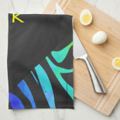 Monogram Zebra, zwart en regenboogdruk Theedoek (Quarter Fold)