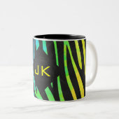 Monogram Zebra, zwart en regenboogdruk Tweekleurige Koffiemok (Voorkant rechts)