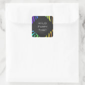Monogram Zebra, zwart en regenboogdruk Vierkante Sticker (Tas)