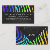 Monogram Zebra, zwart en regenboogdruk Visitekaartje (Voorkant / Achterkant)