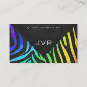 Monogram Zebra, zwart en regenboogdruk Visitekaartje (Achterkant)