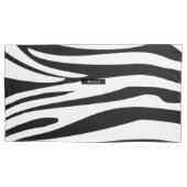 Monogram zebra zwart-wit gestreept printpatroon kussensloop (Voorkant-Links)