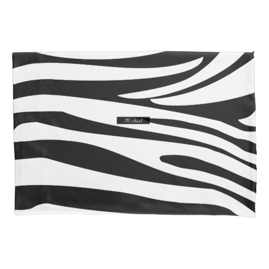 Monogram Zebra zwart-wit strepen print patroon Kussensloop (Voorkant)