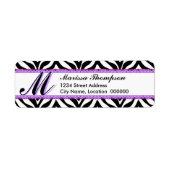 Monogram Zebraprint en Paarse Kant Etiket (Voorkant)