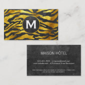 Monogram | Zebraprint (goud) | Leisteen Visitekaartje (Voorkant / Achterkant)