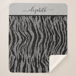 Monogram Zebraprint Zwart en Grijs Zilver Sherpa Deken