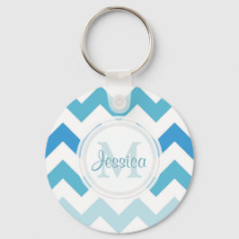 Monogram Zee Blue Chevron Sleutelhanger