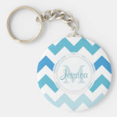 Monogram Zee Blue Chevron Sleutelhanger (Voorkant)