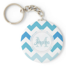 Monogram Zee Blue Chevron Sleutelhanger